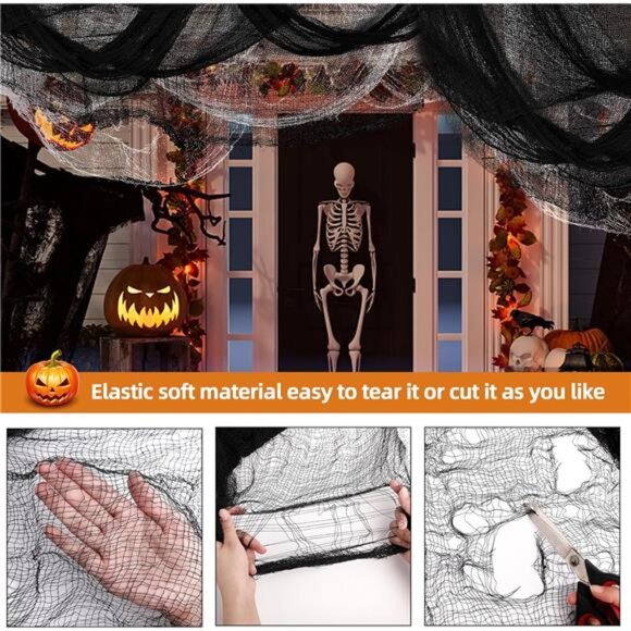 Halloween creepy cloth spooky gauze black white scary fabric haunted house decor - Picture 4 of 7